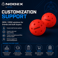 NODEX PACE40 Pack de 12 balles de pickleball d'extérieur en sac en filet 40 trous, balles rouges rotatives