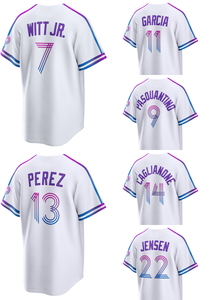 เสื้อเบสบอลอเมริกันสีขาวแบบเย็บใหม่ปี 2026 หมายเลข 7 บ็อบบี้ วิท จูเนียร์ 13 <span class=keywords><strong>ซ</strong></span>ัลวาดอร์ <span class=keywords><strong>เป</strong></span><span class=keywords><strong>เร</strong></span><span class=keywords><strong>ซ</strong></span> 9 ปาสควานติโน 11 การ์เซีย 14 คาลเลียนโน - Product Image 5