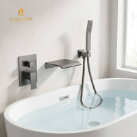 Ensemble de robinetterie de baignoire cascade en laiton couleur canon de fusil, mitigeur monocommande avec douchette à main pour la rénovation de salle de bain moderne