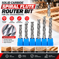 Fraise en spirale à 2 dents en carbure monobloc à coupe ascendante pour le fraisage CNC du bois, le rainurage et le dégrossissage, vente en gros