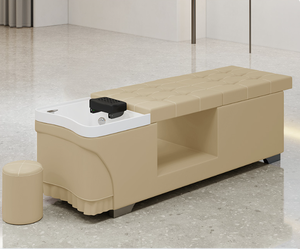 Fauteuil de lavage de cheveux Orange Salon Beauty Bed, banc de beauté rembourré avec lavabo intégré et rangement - Product Image 4