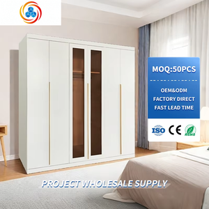 Armario de Acero de 6 Puertas Abatibles con Vidrio Marrón para Dormitorio, Armario de Hierro Resistente - Product Image 1