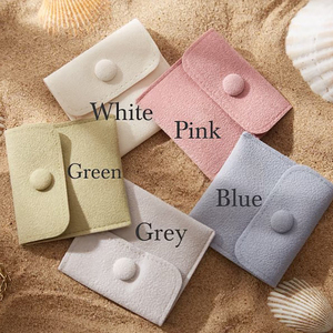 Small Soft Velvet Suede Jewelry Pouch Button Closure Custom Logo Gift Jewelry Bag for Bracelet Necklace Ring-Jewelry <b>Container</b> - Product Image 2