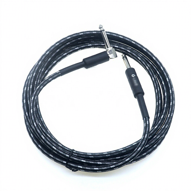 L Shape 90 Degree Right Angle Straight Durable Braided Jacket 6.35mm Ts Jack Instrument Electric Guitar Patch Speaker Monitor