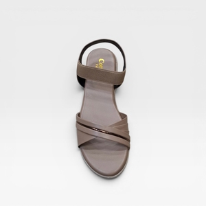 Stylish Women Beige Wedge Heel <b>Sandals</b> Elegant Cross Strap Slip On Design Soft Cushion Lightweight Open Toe Casual Shoes - Product Image 2