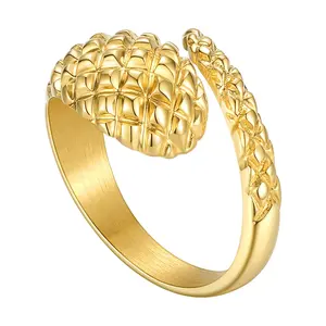 Hochwertige 18 Karat vergoldete Edelstahl pyramide Serpentine Spiral Open Zubehör Ringe R204063