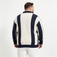 Pulls décontractés personnalisés en gros du fabricant, polos en tricot à rayures verticales marine, pulls d'hiver pour hommes avec logo brodé