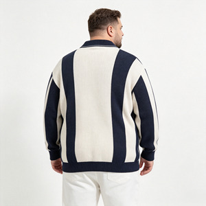 Suéteres Casuales Personalizados al por Mayor del Fabricante, Camisetas Polo <span class=keywords><strong>de</strong></span> Punto con <span class=keywords><strong>Rayas</strong></span> Verticales <span class=keywords><strong>Azul</strong></span> <span class=keywords><strong>Marino</strong></span>, Suéteres <span class=keywords><strong>de</strong></span> Invierno para Hombre con Logotipo Bordado - Product Image 2