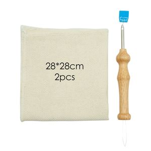 เข็มปักผ้าด้ามไม้ พร้อมผ้ามอนก์คลอธ 67*50 ซม. และชุดไหมพรม - Product Image 4