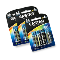 Pilas Secas AA LR6 AM3 1.5V Alcalinas en Blister, Paquete de Pilas Secas para Control Remoto, Juguetes y Linternas