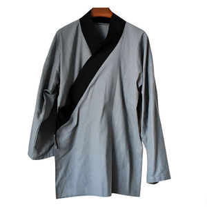 Camisa de Kung Fu étnica de manga larga para hombre, blusa cruzada con cuello en V, camisa Vintage - Product Image 5