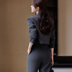 Pantalon de costume pour femmes de haute classe, blazer, occasions formelles, manches longues, costume d'affaires, ensemble deux pièces - Product Image 2