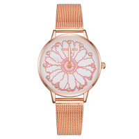 Montre pour femme très vendue, design petite fleur de marguerite, bracelet milanais et bracelet en maille, montre à quartz, personnalisation d'usine