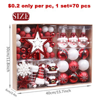 EAGLEGIFTS Boules de Noël Incassables Rouges et Blanches Claires, 30-170mm, 70 Pièces, Ornements en Plastique pour Sapin d'Intérieur