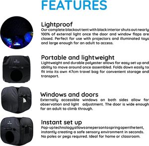 خيمة منبثقة فائقة الحسية من الفقاعات الحسية ، خيمة سوداء محمولة لـ SEN ، والتوحد ، و ASD و ADHD ، خيمة حسية منزلية - Product Image 6