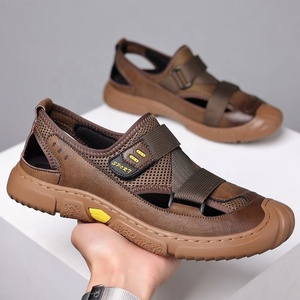 Sandales décontractées pour hommes, bout fermé, en cuir véritable, semelle intermédiaire en EVA, semelle extérieure en caoutchouc, fabriquées au Vietnam, toutes saisons, à enfiler - Product Image 3