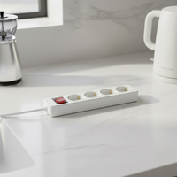 Multiprise professionnelle industrielle encastrable sous comptoir 5m, 4 prises, pour organisation moderne de placards et cuisines