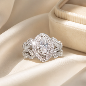 Anello a farfalla floreale a forma di marquise per donna, elegante gioiello di lusso per fidanzamento - Product Image 3