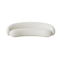 Canapé Courbé Monoplace en Flanelle Crème Pas Cher avec Pieds en Bois, Design Moderne et Simple pour Salons et Petits Espaces
