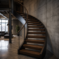 Escalier Courbé de Luxe Moderne pour Villa Haut de Gamme, Conception en Collaboration avec des Designers, Vente Directe Usine