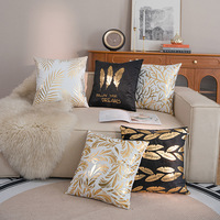 Housse de Coussin Amity Doré Imprimé, Doux Pelucheux Bronzant Décoratif pour Maison, Canapé, Siège de Voiture