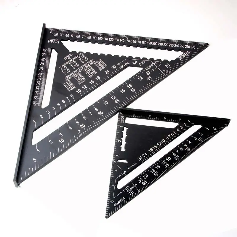 Triangle Ruler with Aluminum Alloy Metric Angle Carpenter Measurement Ruler Woodworking Tools Measuring