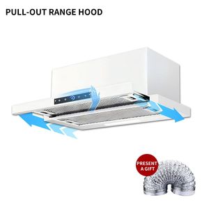 Hotte aspirante extractible Cuxw 160 J05, 18m min, en acier inoxydable et verre trempé, bouton mécanique, montage supérieur pour cuisine - Product Image 2