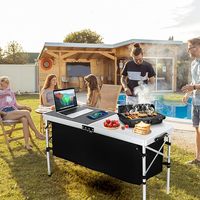 Table de camping en alliage d'aluminium, design traditionnel, panneaux solaires, rangement, charge USB Type-C 45W, table pliante d'extérieur