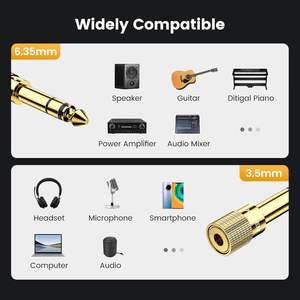 UGREEN 6.35毫米1/4公3.5毫米1/8母立体声耳机适配器锌合金镀金2包耳机扬声器 - Product Image 6