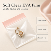 Pochette à bijoux en EVA transparente en gros avec fermeture à pression rose, sac à fermeture éclair en vrac pour détaillants, distributeurs, stockage de bijoux