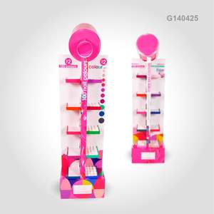 Soporte de exhibición de piso POS de maquillaje llamativo diseño personalizado cosmético de 4 lados para cuidado de la piel y esmalte de uñas - Product Image 2