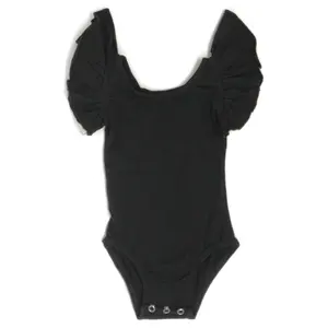 Yiwu Leotard Manufacturers Black Infant Baby Girls Short Ruffle Flutter Sleeve Leotard Wholesale Dance Ballet Leotard