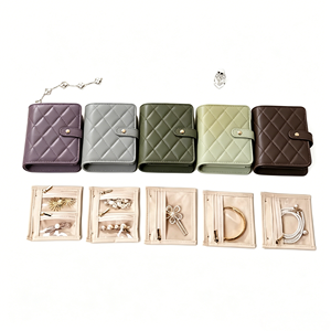 Coffret à bijoux en PU avec fermeture à pression en losanges de luxe, coutures de qualité supérieure, pour emballage cadeau de bijoux haut de gamme - Product Image 2