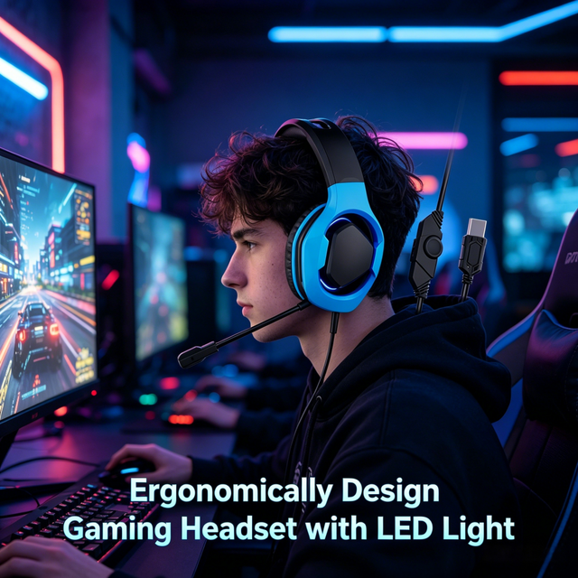 2026 New 2.2m Cable RGB LED Wired Gaming Headset Ergonomic Design