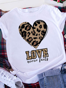 Camiseta de <span class=keywords><strong>Mujer</strong></span> al por Mayor, Personalizada, Veraniega, Popular, con Estampado de Corazón de Dibujos Animados, Juvenil, Hermosa, Moderna, Informal, de Manga Corta - Product Image 3