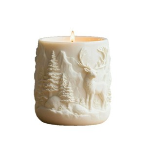 3D Embossed Deer Forest Mountain Scene Scented <b>Candle</b> Cement Jar Soy Wax Aroma <b>Candle</b> For Christmas Home Decor - Product Image 6