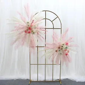 Palm Leaf Poppy Rose Artificial Flower Row Wedding Party Arch Decor Hang Floral