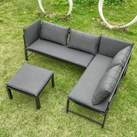 Ensemble de canapé de jardin extérieur en rotin d'aluminium moderne avec meubles durables et confortables imperméables