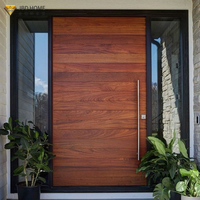 Porte d'entrée extérieure en bois massif moderne sur mesure pour villa