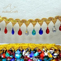 Accessoires de couture DIY pour vêtements : Ruban de dentelle pour chapeau, Strass en goutte, Diamants, Dentelle à franges à paillettes pour costumes et robes