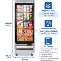 Congélateur commercial avec porte vitrée, 1, 2, 3 ou 4 portes, congélateur vertical de présentation pour restaurant, supermarché, glacier