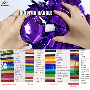 Normzl Bán Buôn Tùy Chỉnh 4 6 Inch Cổ Vũ Long Lanh Pom Holographic Kết Hợp Kim Loại Màu Rắn Cổ Vũ Poms Poms - Product Image 3
