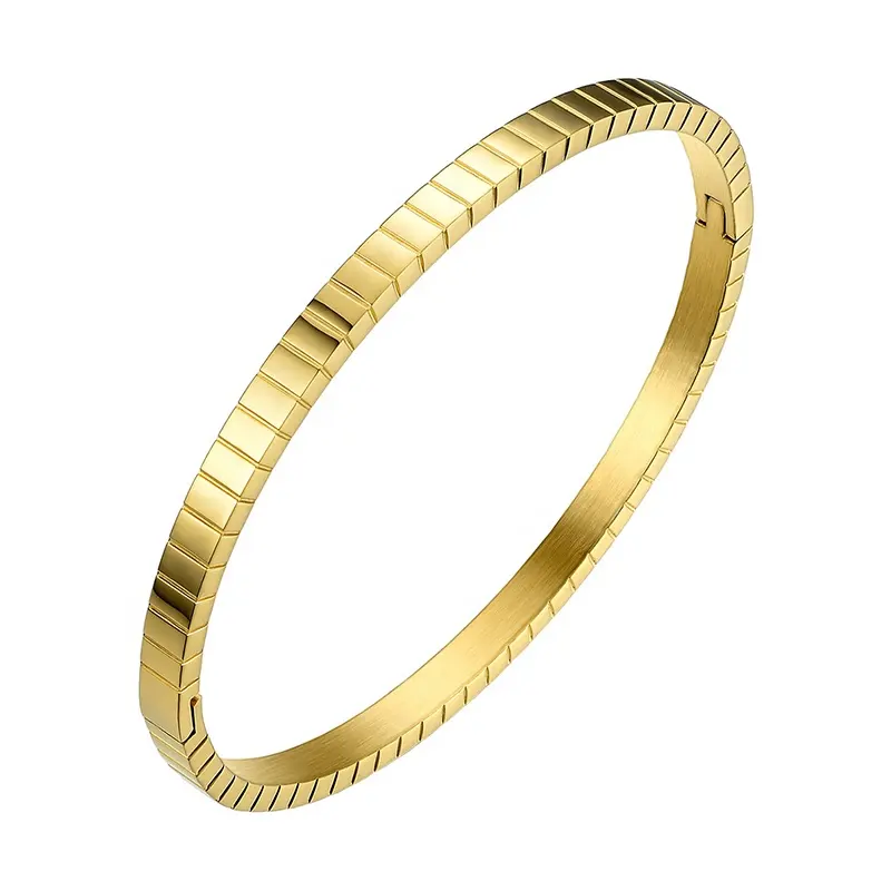 Pulseira de aço inoxidável banhada a ouro 18k, acessórios padrão geométrico bracelete bm192001