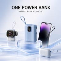 Nouvelle batterie externe portable magnétique légère de 10000 mAh avec charge rapide 15W sans fil et câbles doubles intégrés