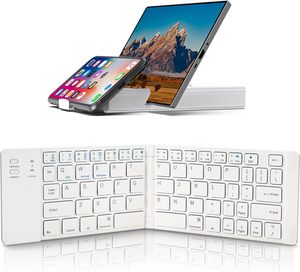 custom keyboard fcc portable rechargeable aluminum abs wireless bluetooth foldable keyboard with <b>stand</b> - Product Image 1