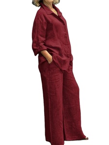 Femmes <span class=keywords><strong>grande</strong></span> <span class=keywords><strong>taille</strong></span> couleur unie décontracté chemise ample deux pièces ensembles femmes vêtements haut <span class=keywords><strong>taille</strong></span> haute pantalon <span class=keywords><strong>survêtement</strong></span> - Product Image 3