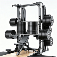 Station d'entraînement complète pour salle de sport commerciale avec Smith Machine, rack à squats, barre de traction et musculation en acier moderne