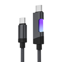 Câble USB-A vers Type-C tressé en nylon avec LED RGB, 1 mètre, 100W, charge rapide, pour appareil photo et écouteurs - Vente en gros