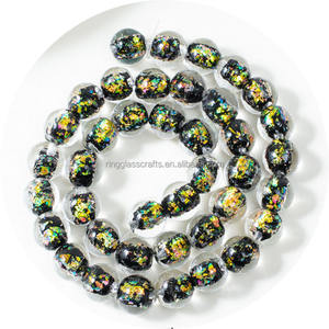 Милые двухцветные стеклянные бусины лэмпворк, 10 мм, ручной работы, импортные, с фольгой, для рукоделия, изготовления украшений, бижутерии, кольца, стеклянные поделки - Product Image 6