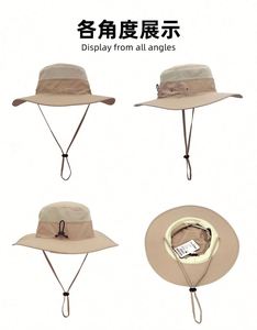 Chapeau de pêcheur à large bord anti-UV pour homme et femme, idéal pour les vacances en plein air et les loisirs, protection solaire estivale avec lettres - Product Image 6
